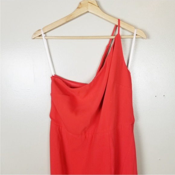 LOVERS + FRIENDS Lazo Blood Orange Midi Dress Leg Slit Asymmetrical Strap US L - Picture 5 of 11